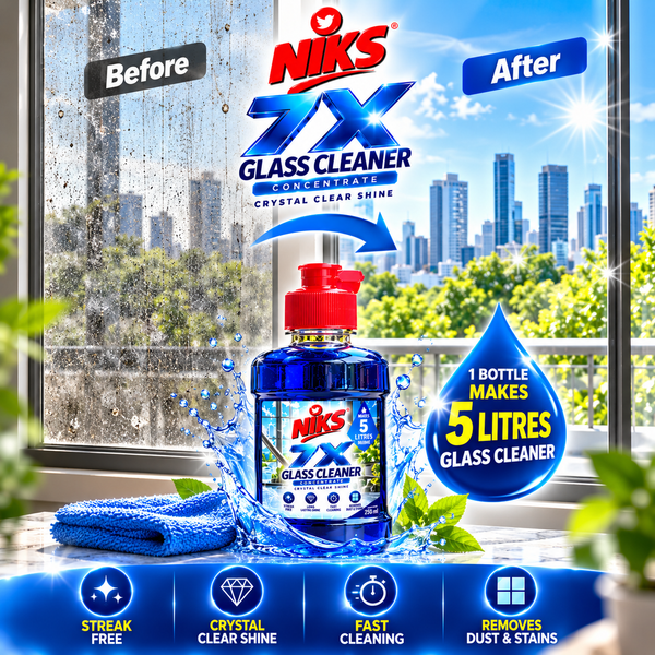 NIKS 7X Glass Cleaner before and after – streak-free crystal clear shine